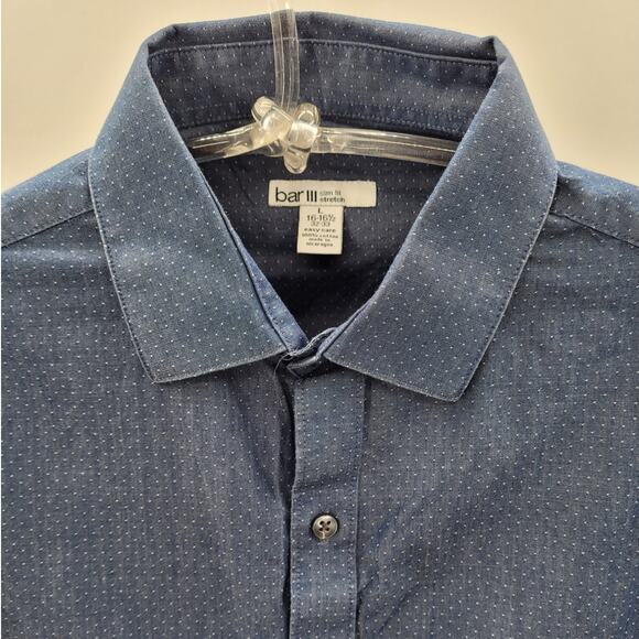 Bar 3 Blue White Dot Long Sleeve Button Up Mens Shirt Size Large - Picture 6 of 13
